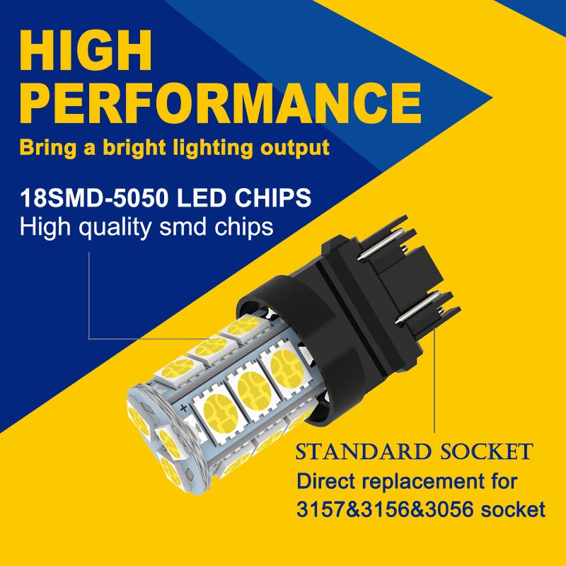 GIVEDOUA 3157 LED Car Bulb Super Bright 12V 3056 3156 3156A 3057 4057 3157 4157 T25 LED Car Bulbs for Brake Lights, Backup Reverse Lights,Pack of 10pcs - Image 4